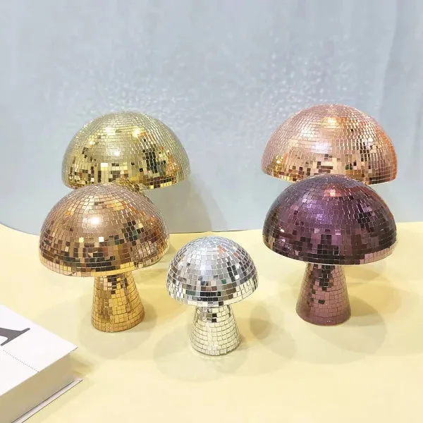 Handmade Retro Reflective Mushroom Disco Mirror Ball for Home Decor