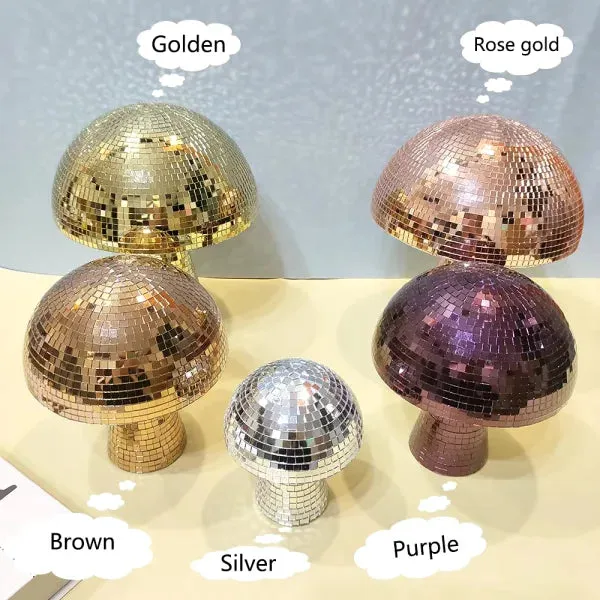 Handmade Retro Reflective Mushroom Disco Mirror Ball for Home Decor