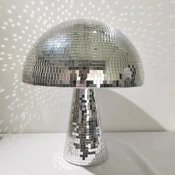 Handmade Retro Reflective Mushroom Disco Mirror Ball for Home Decor