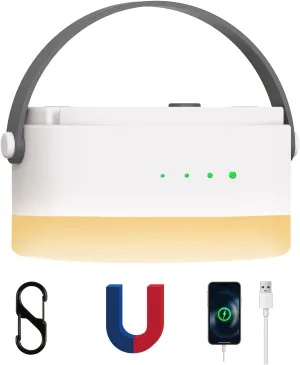 Hanging Camping Tent Light with Stepless Dimming & Magnetic Base, USB-C Rechargeable LED Lantern for Outdoor Glamping, Emergencies, Indoor Outages (Portable Waterproof, Power Bank Function)