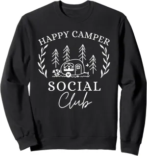 Happy Camper Social Club Cute Teardrop Trailer Forest Sweatshirt