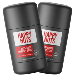 HAPPY NUTS Anti-Chafe Comfort Stick for Men: Friction Defense & Chafing Prevention for Active Lifestyles, Perfect for Runners, Cyclists, & Active Men (2 Pack)