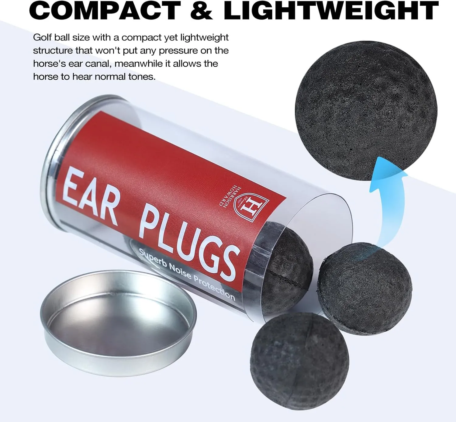 Harrison Howard EaseFit Equestrian Earplugs 3cm Horse Foam Ear Plugs Balls 4 PCS-Mars Black