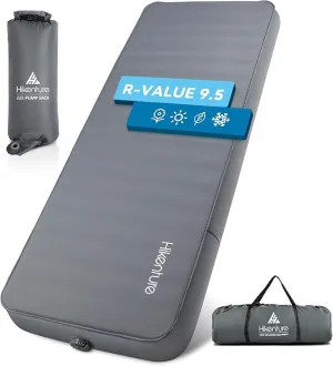 Hikenture 4 INCH Thick Self Inflating Sleeping Pad with 9.5 R Value, Comfort Plus Camping Mattress with Pump Sack, Inflatable Foam Insulated Camping Pad, Portable Camping Mat for 4-Season
