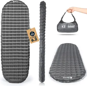 Hikenture Camping Sleeping Pad with 6.2 R-Value, Ultralight Camping Mattress for All Season, Inflatable & Insulated Sleeping Mat for Backpacking,Hiking, Outdoor(1201-B1)