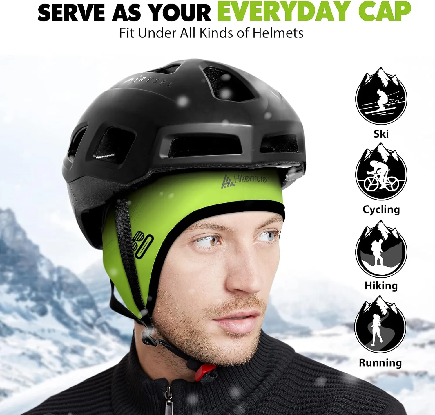 Hikenture Skull Cap Helmet Liner with Glasses Holes, Winter Thermal Cycling Cap for Men & Women, Cycling Hat Beanie