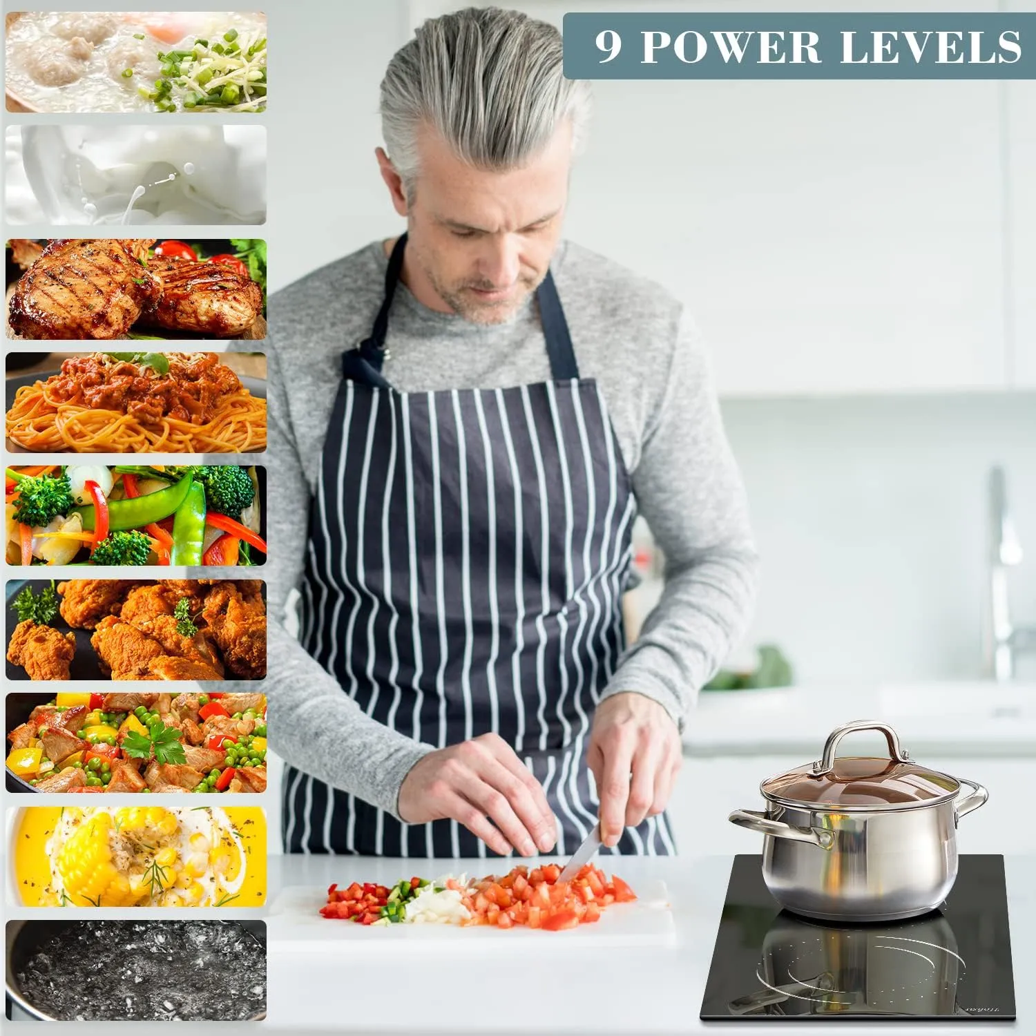 Hobsir 2 Burner Electric Cooktop, 110v Electric Stove Top Burner 12 inch Knob Control Countertop & Built-in Radiant Electrics Stove with Residual Heat Indicator, Over-Temperature Protection