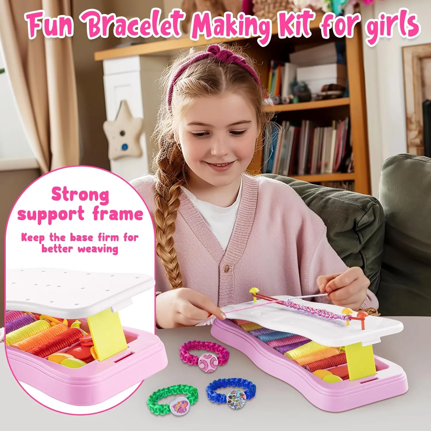 Hollyhi Friendship Kit for Girls - DIY Arts & Crafts Toys for Ages 8 9 10 11 12 13 14 Year Old Girls Boys Kids Birthday Christmas Gifts - 10 Stickers - Beige