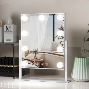 Hollywood Mirror with Lights, Vanity Makeup Mirror with Smart Touch Control, 3 Color Modes, Dimmable Light, Detachable 5X Magnification, 360° Rotation