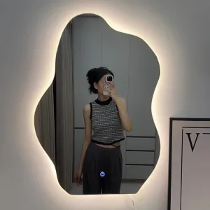 Hollywood Wall-Mounted Bathroom Mirror, Wall Mounted Lighted Modern Mirror, Adjustable Tri Tone LED Lighted Makeup Mirror, Large Lighted Makeup Mirror, Three Color Lighting Modes, Smart Touch Control(