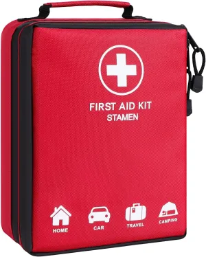 Home-First-Aid-Kit-for-Car-Travel-Camping-Businesses Survival, Labelled Compartment Comprehensive Emergency Trauma Medical Kit with Tourniquet, Ideal for Boat, Vehicles, Truck, Hiking