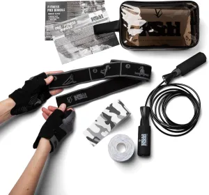 Home Suspension Training Kit & Workout Gloves – Fabric Resistance Band, Kinesiology Tape, Weightlifting Gloves, Jump Rope – Portable Workout Equipment for Strength Training & Fitness