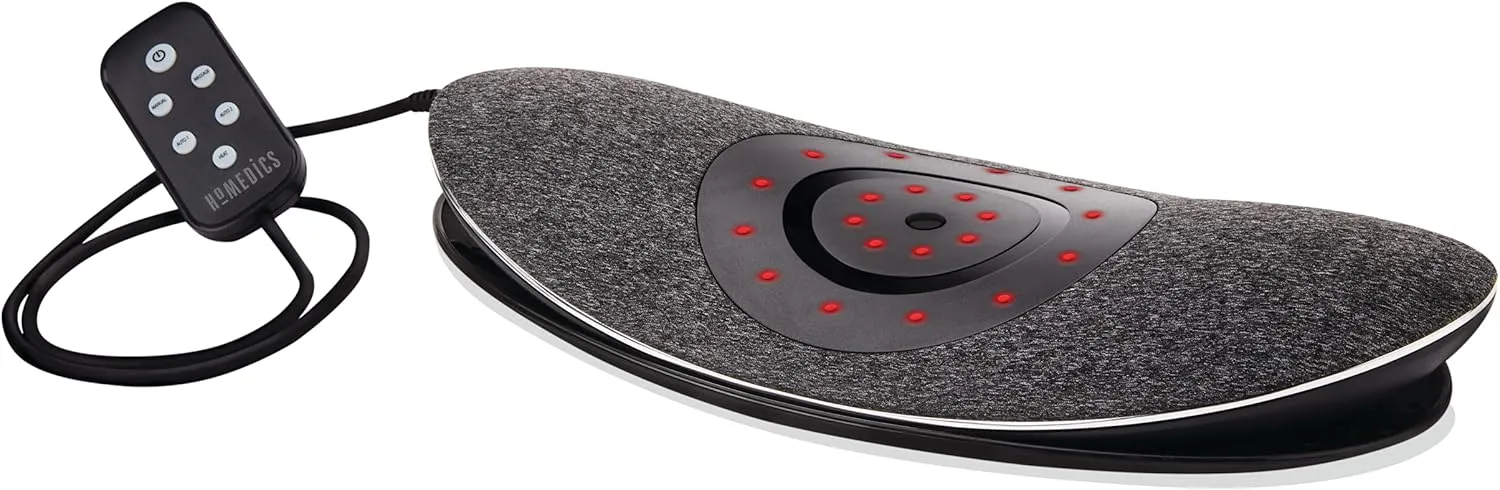 Homedics Lumbar Lift Back Stretcher with Vibration Massage and Soothing Heat, Air Lift Technology, Adjustable Intensity, 2 Auto Programs, Compact and Portable, Increases Flexibility, Relieves Pain
