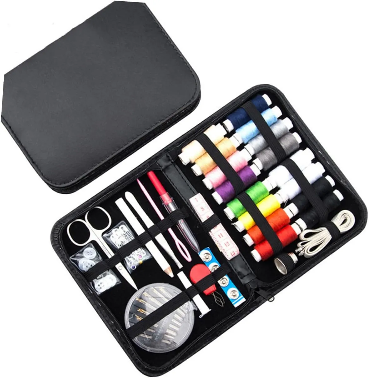 HOODANCOS 1 Set Portable Needlework Bag Travel Sewing Storage Pouch for Needle and Thread Compact Easy to Clean for Home and Travel Use Black