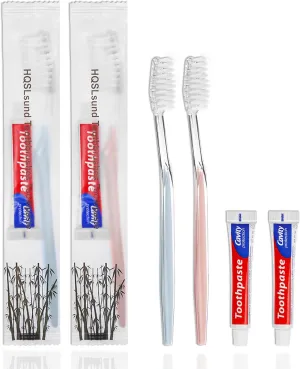 HQSL Sund 100 pcs Disposable Toothbrushes with Toothpaste, 2 Color Toothbrushes and Toothpaste 10g, Bulk for Homeless, Airbnb, Hotel