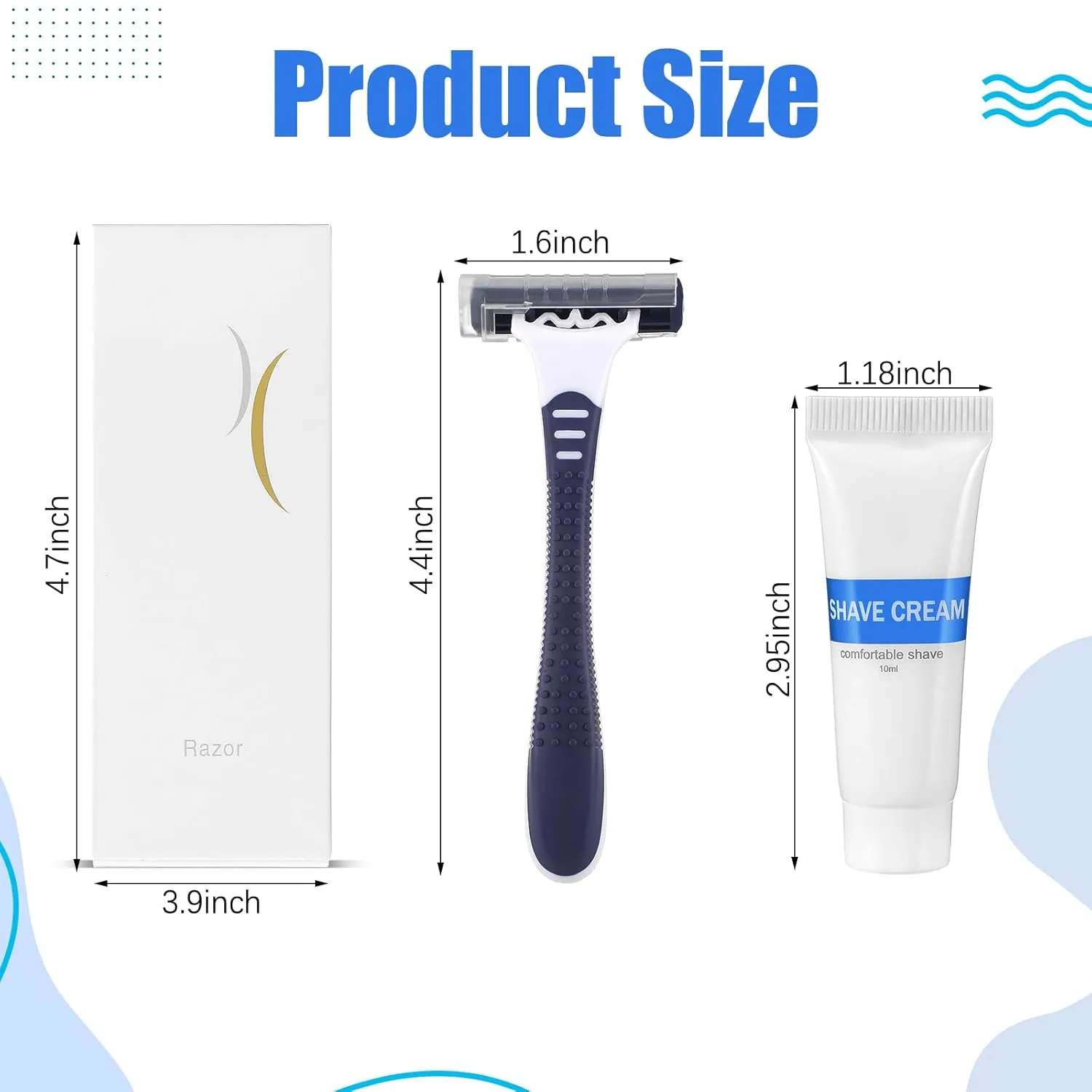 Hushee Shave Kit Bulk Travel Shaving Cream Disposable Twin Blade Razors and Cream Individually Wrapped Smooth Razor with Clear Cap Toiletries for Hotel Shelter Camping Travel Homeless (100 Pack)
