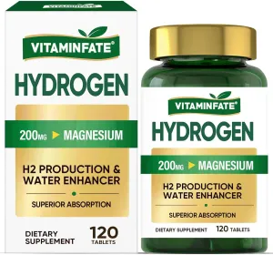 Hydrogen Water Tablets with Magnesium - 120 Tablets (60-Day Supply) | Fast-Dissolving H2 Molecular Hydrogen Supplement for Brain Health, Energy, Metabolism Support & Cognitive Function