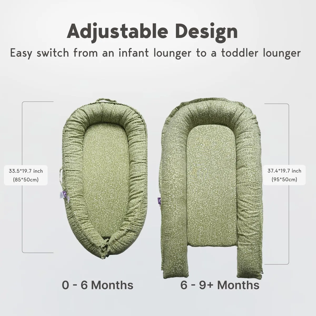 Infant Lounger, Baby Nest Cover for Baby Girls & Boys, Newborn Essentials for Baby 0-12 Months, 100% Cotton Breathable, Portable Travel Bed (Green_Wonder, Cotton_Muslin)