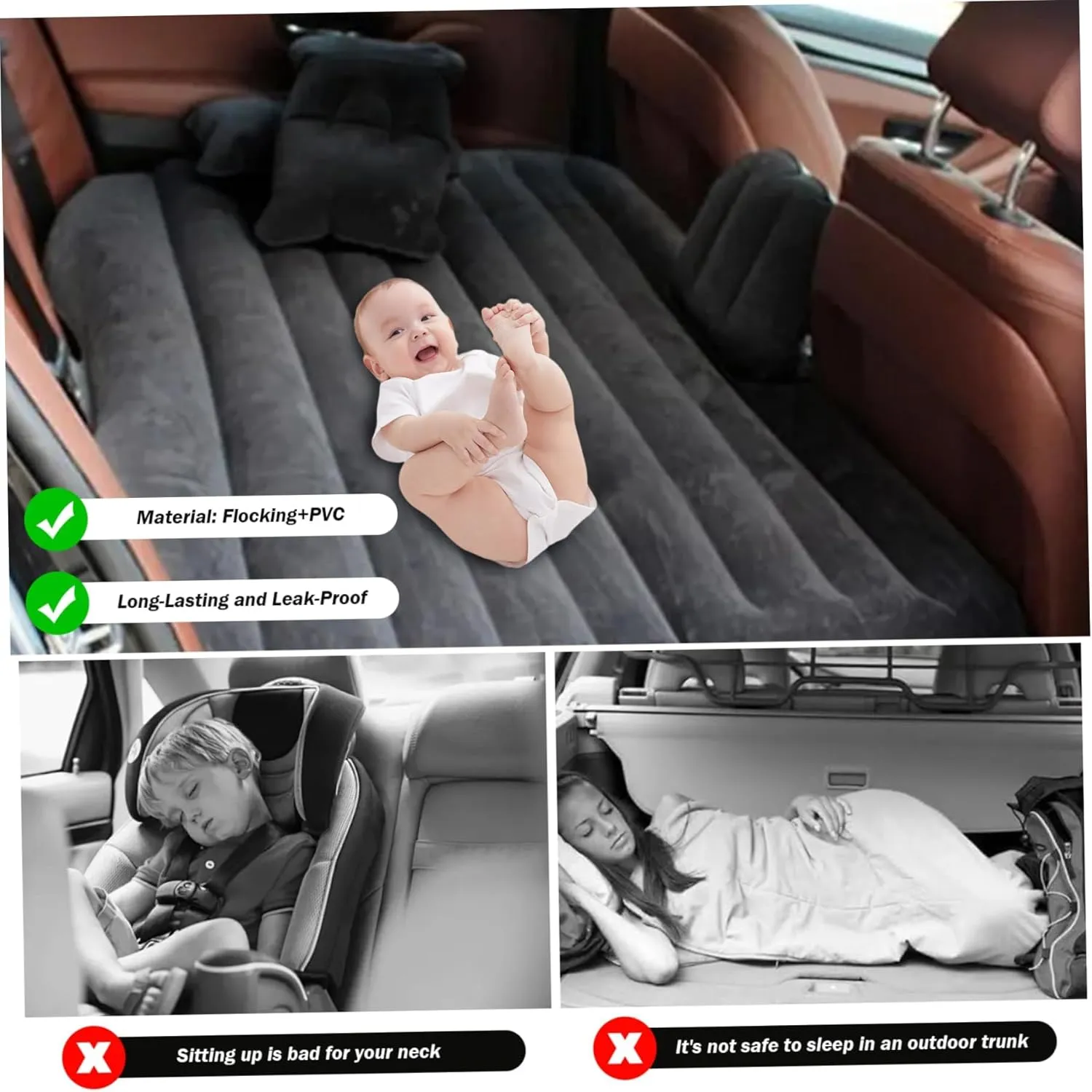 Inflatable Car Mattress for Volvo XC60 2018-2023, Thickened Portable Collapsible Travel Mattress Sports Outdoors All Weather Use,B