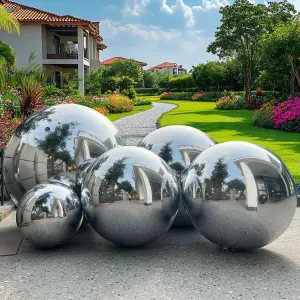 Inflatable Mirror Ball Set, 6-Piece Airtight Big Shiny Balls Large Hanging & Standing Inflatable Disco Ball Disco Ball with 1200W Electric Pump for Party, Wedding, Pool, Events (Sliver)