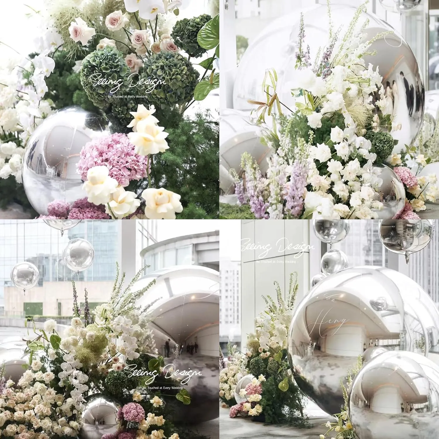 Inflatable Mirror Ball Set, 6-Piece Airtight Big Shiny Balls Large Hanging & Standing Inflatable Disco Ball Disco Ball with 1200W Electric Pump for Party, Wedding, Pool, Events (Sliver)