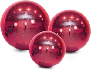 Inflatable Mirror Balls Giant Shiny PVC Balloons for Events, Weddings, Parties, Advertising & Stage Decor Hanging or Standing Multiple Sizes & Colors (Red, 3pcs(2ft 3ft 4ft pump))