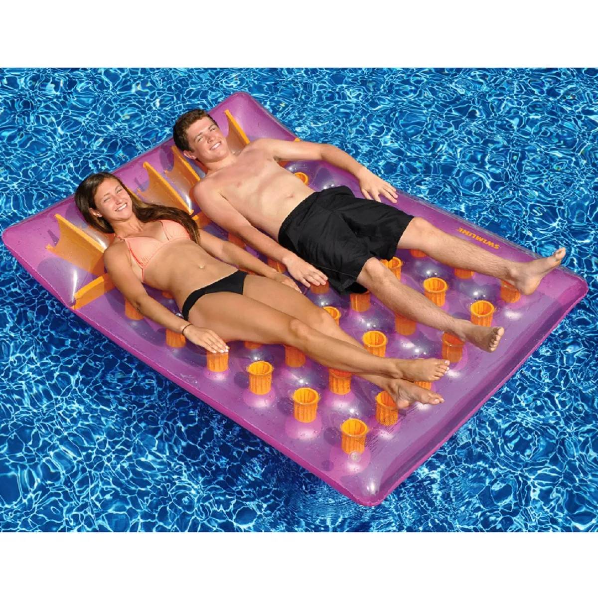 Inflatable Purple Water Sports Double Swimming Pool Mat Float  78-Inch