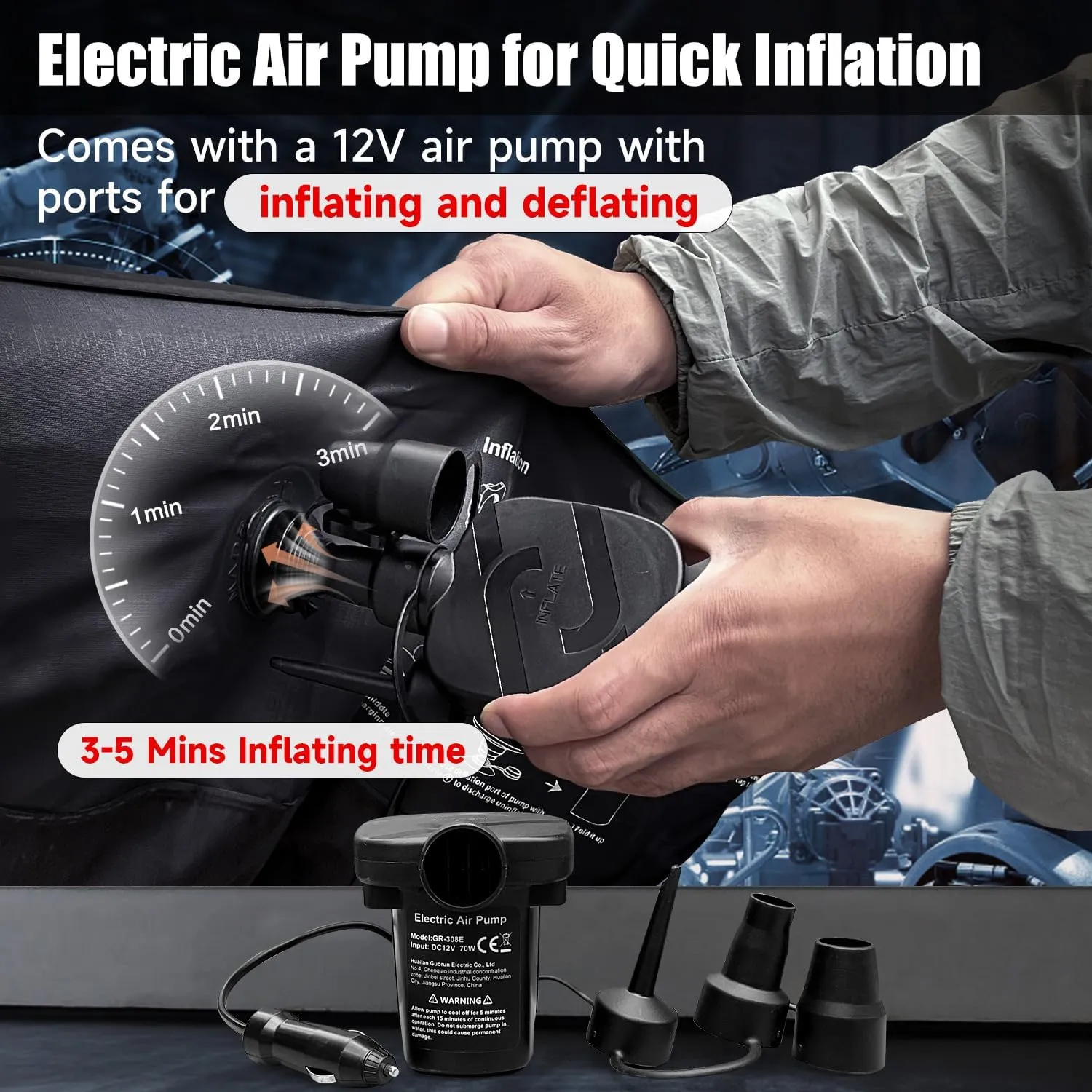 Inflatable SUV Air Mattress Bed Car Mattress for SUV, Double-Sided Flocking Travel Camping Bed Car Air Mattress, Car Sleeping Mattress Bed for Universal SUV with Car Air Pump 2 Pillows