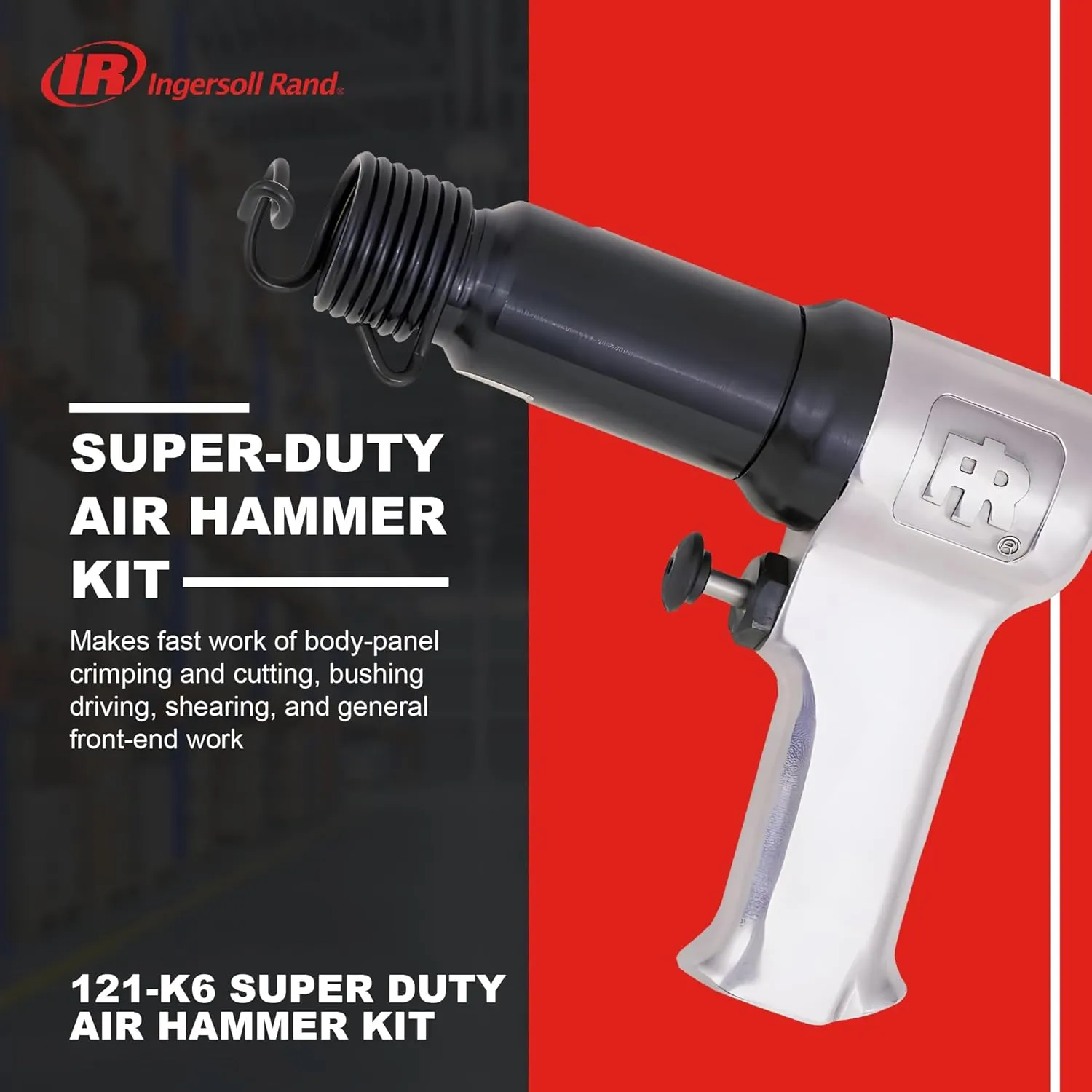 Ingersoll Rand 121-K6 Super Duty Air Hammer Kit, 121/Q Tool Plus 6 PC Chisel Set with Storage Case, Touch Trigger for Max Control, 3000 BPM