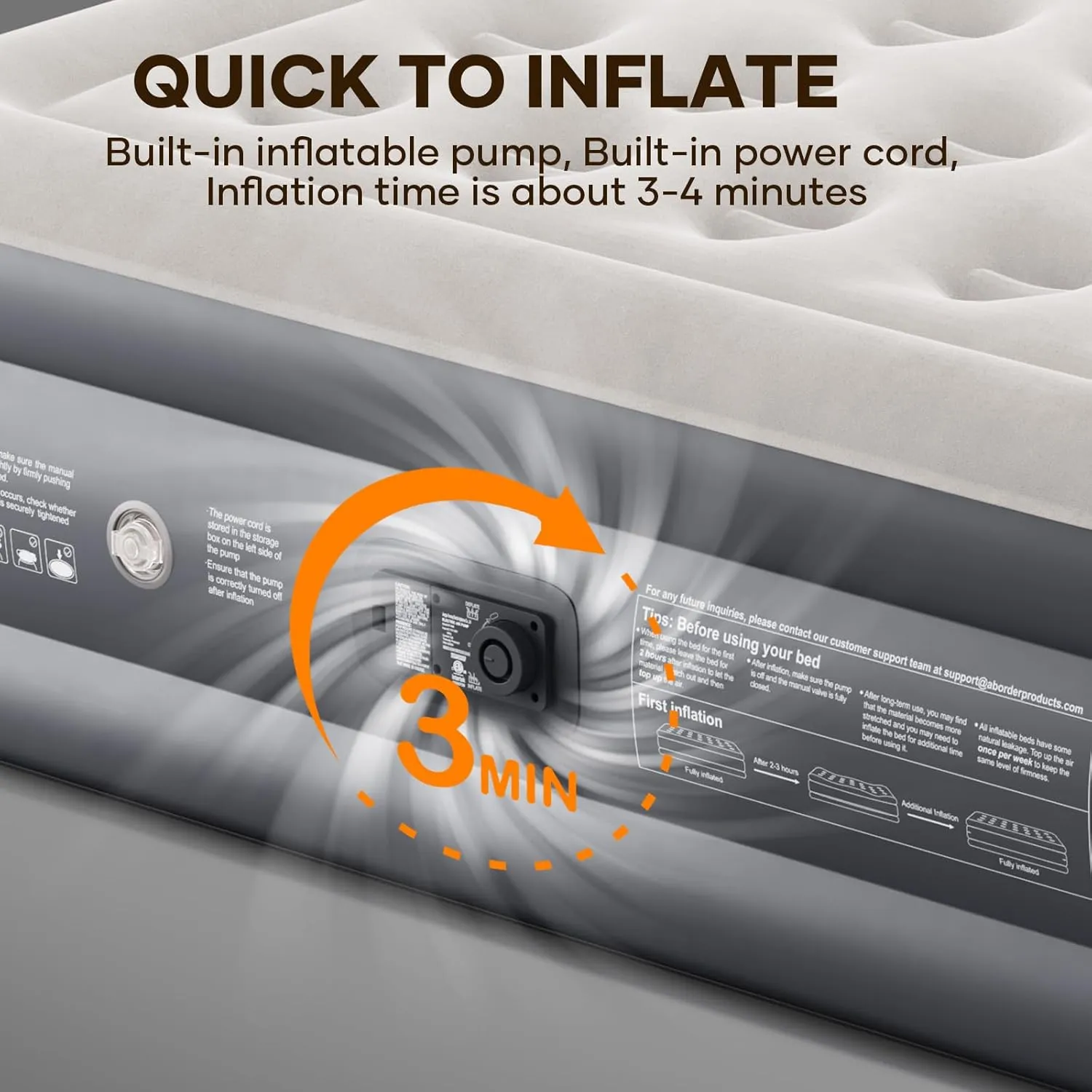 InnoTruth Air Mattress Queen with Built in Pump, Inflatable Blow up Mattress, 18" Raised Colchones Inflables Air Bed for Guests & Home, Ideal for Home Use and Outdoor Camping, 650lb Weight Capacity