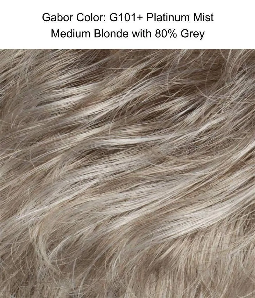 Instinct Wig Avg Large Cap Color G101  Platinum Mist - Gabor Wigs 3.5" Short Collar Length Shag Wavy Layers Synthetic Capless Bundle MaxWigs Hairloss Booklet