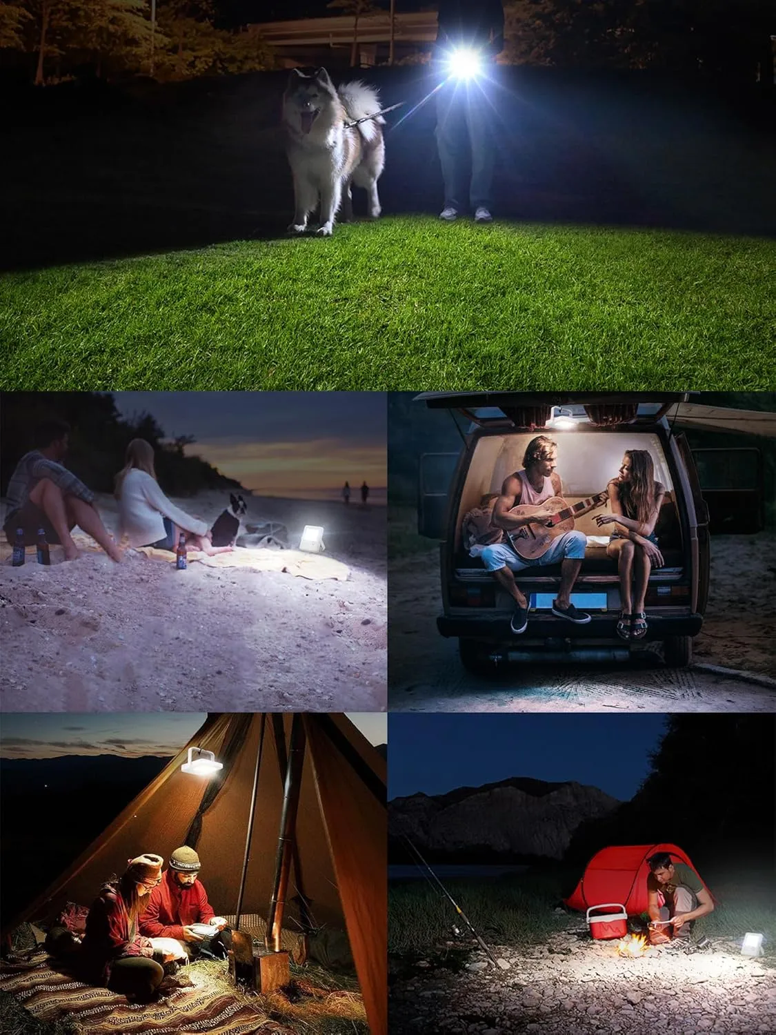 intelamp Gutter Lights Solar Powered, Portable Outdoor Solar Light 2 Pack, Camping Lantern Outdoor Waterproof,2000mAh Emergency Light, Suitable for Fishing, Hiking, Corridor, Aisle