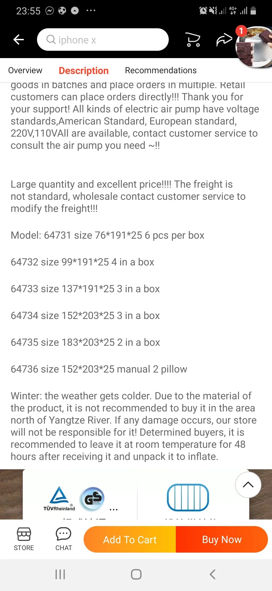 INTX Outdoor Line Pull Air Bed Flocked Airbed