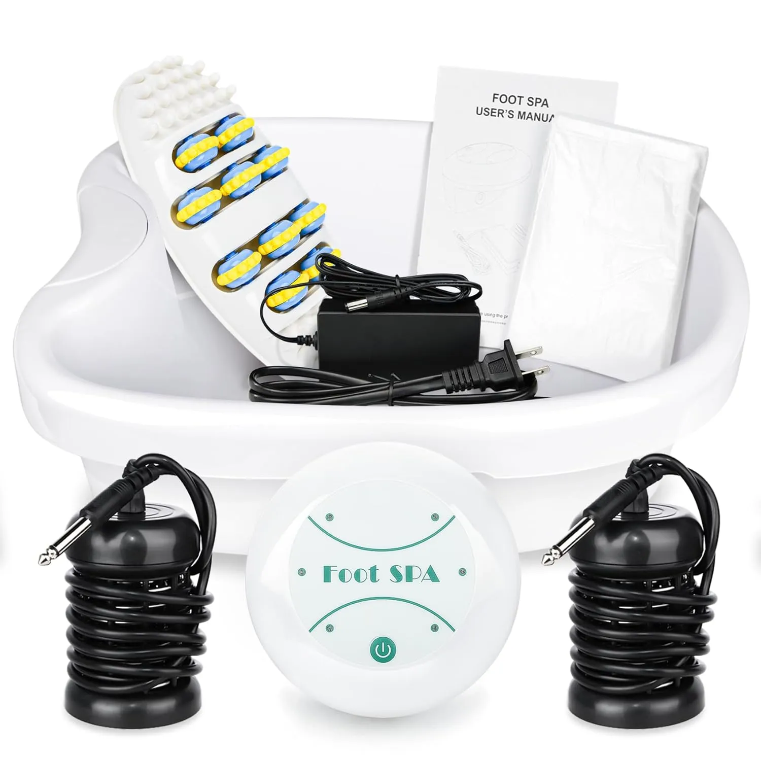 Ionic Foot Detox Machine, Portable Ionic Detox Bath Cleanse Spa Machine with Massager Roller for Plantar Fasciitis, Relaxing Foot Detox Spa at Home