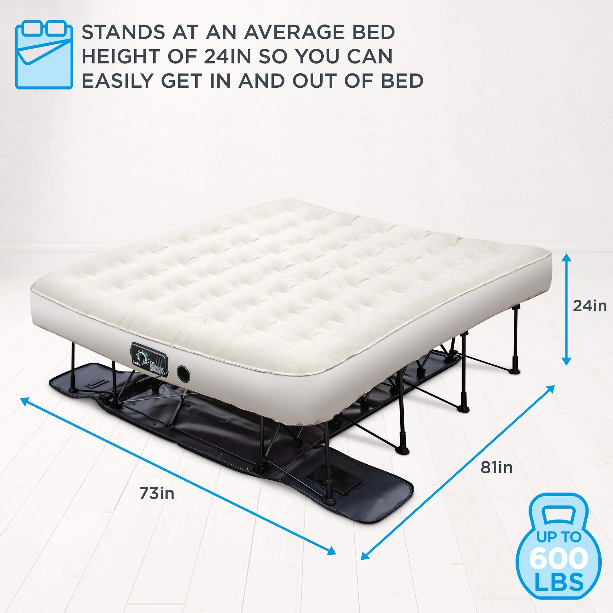 Ivation EZ-Bed Self Inflating Air Mattress, King Air Mattress with Built In Pump & Case