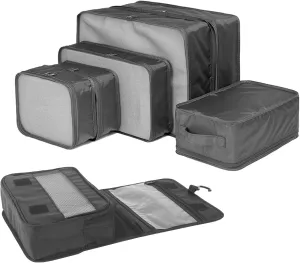 JJ POWER Travel Packing Cubes 7 Set, Luggage Organizers with toiletry kit shoe bag (Black)