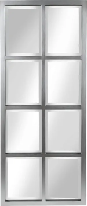 Kate and Laurel Stryker Windowpane Framed 8-Pane Wall Accent Mirror, Antique Silver
