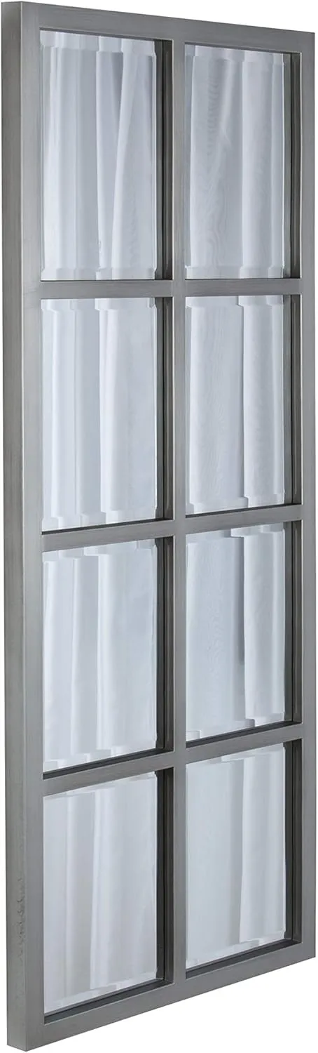 Kate and Laurel Stryker Windowpane Framed 8-Pane Wall Accent Mirror, Antique Silver