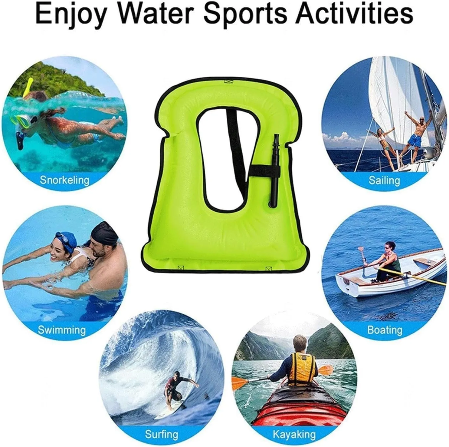 Kayak Life Jackets with Adjustable Belt and Quick Blow Nozzle, Portable Buoyancy Aid for Your Swimming Travel