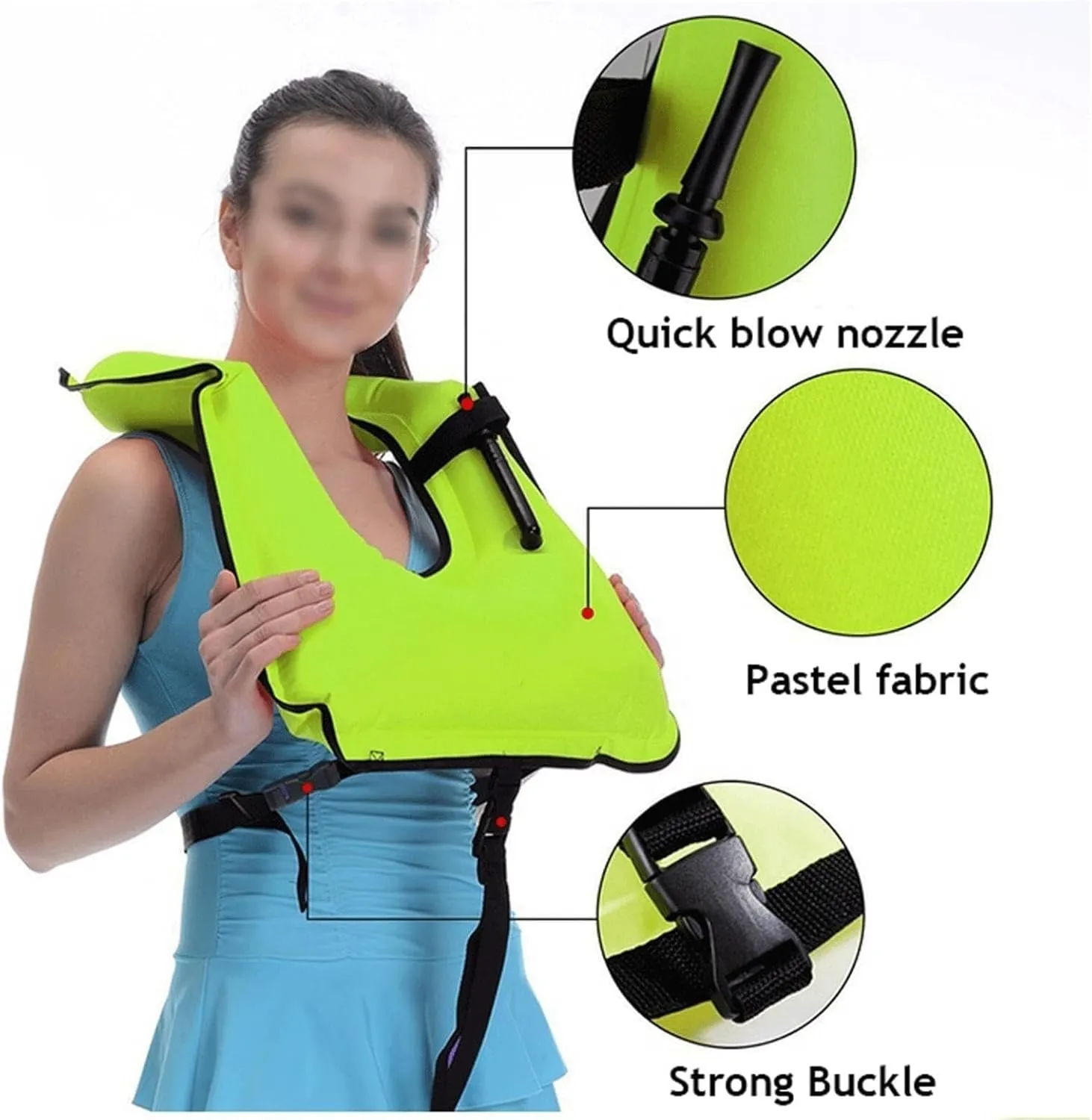 Kayak Life Jackets with Adjustable Belt and Quick Blow Nozzle, Portable Buoyancy Aid for Your Swimming Travel