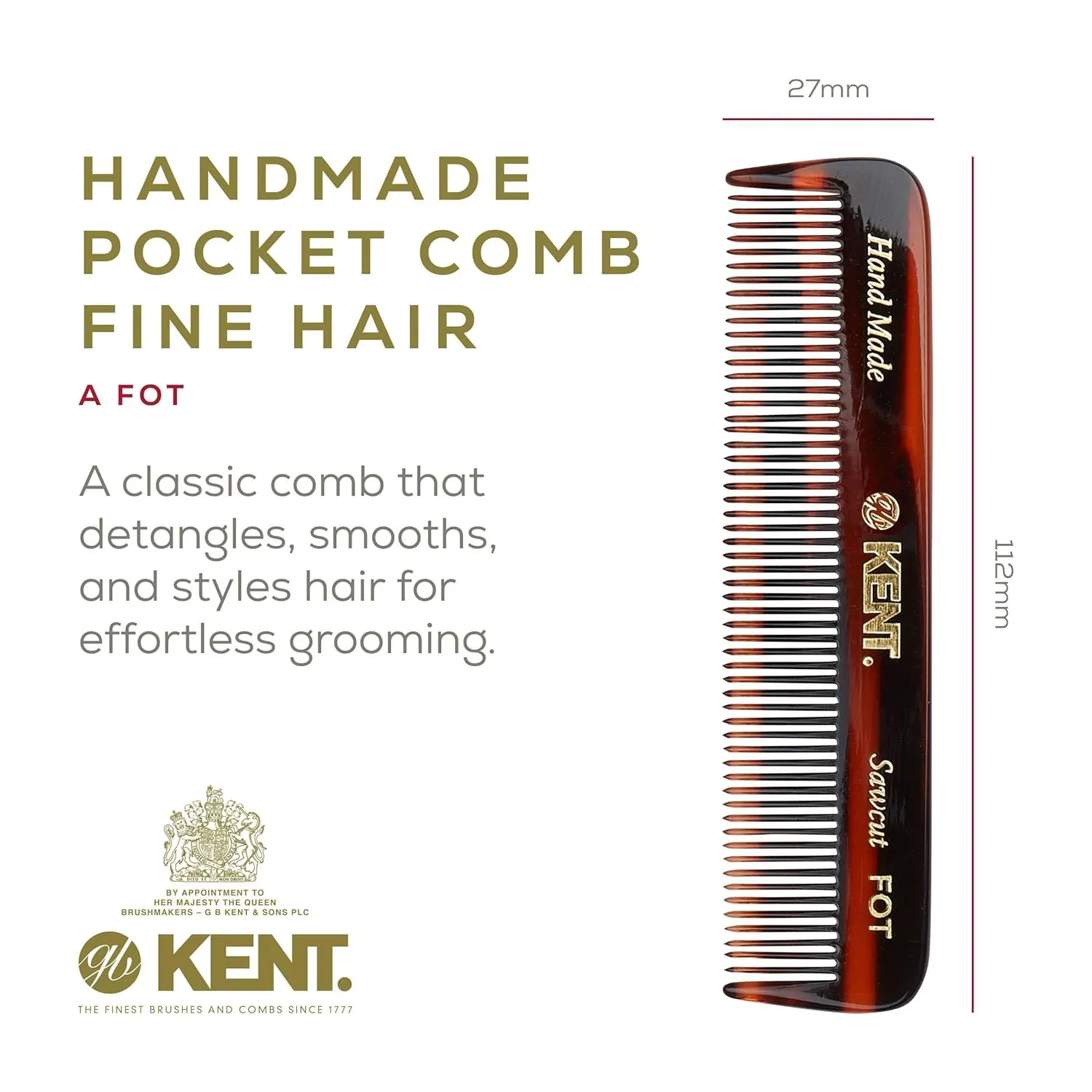 Kent Boar Bristle Beard Brush, Sawcut Comb & Fine Tooth Comb - Grooming & Trimming Kit for Men