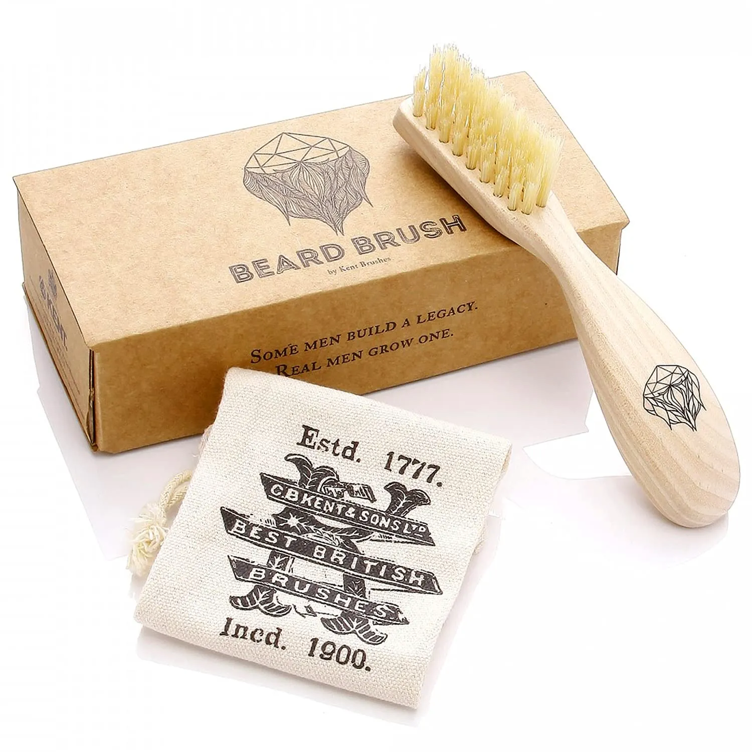 Kent Boar Bristle Beard Brush, Sawcut Comb & Fine Tooth Comb - Grooming & Trimming Kit for Men