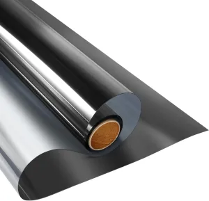 KESPEN Window Film One Way Daytime Privacy Static Cling Sun Blocking Anti UV Reflective Window Tint for Home and Office, Black-Silver, 17.5 Inch X 16.4 Feet