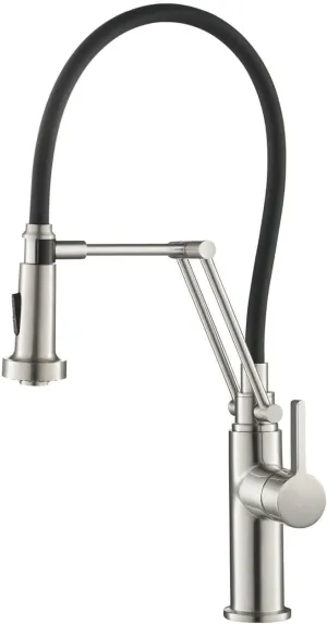 KIBI Engel Kitchen Faucet with Pull Down Sprayer | Single Handle High Arc Brass Spout | Durable and Easy-to-Use Pull Down Kitchen Sink Faucet | Brushed Nickel Finish, KKF2014