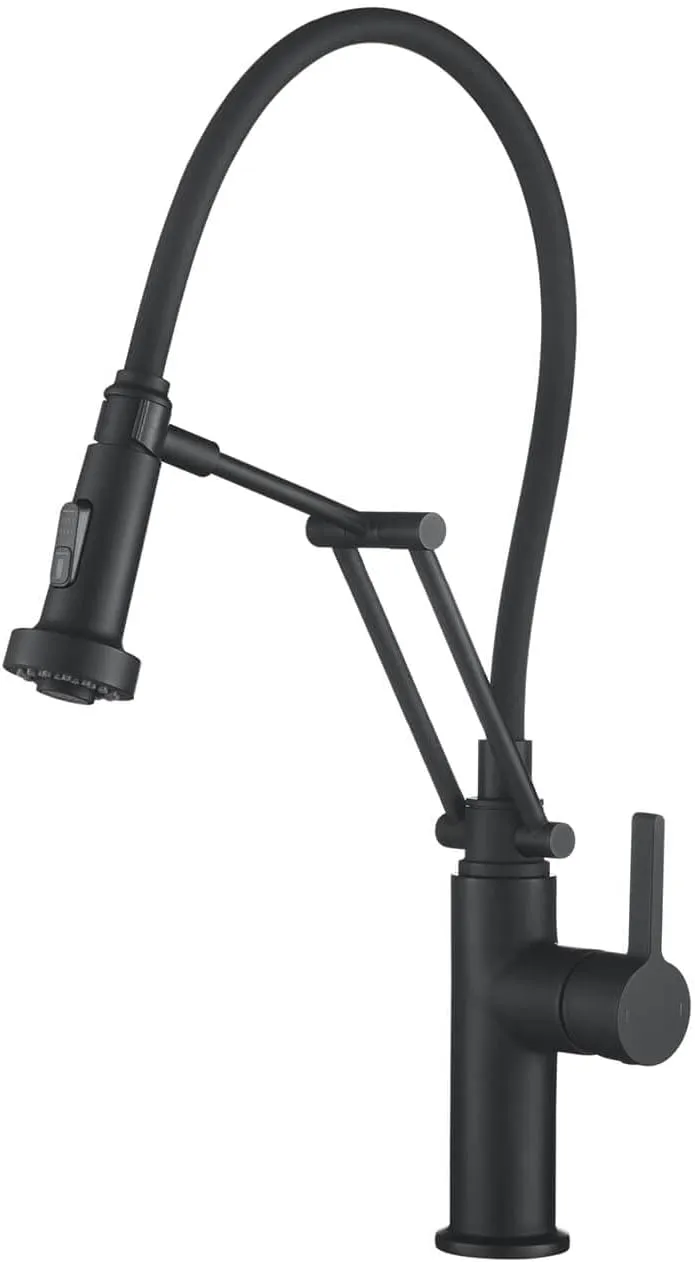 KIBI Engel Kitchen Faucet with Pull Down Sprayer | Single Handle High Arc Brass Spout | Durable and Easy-to-Use Pull Down Kitchen Sink Faucet | Matte Black Finish, KKF2014