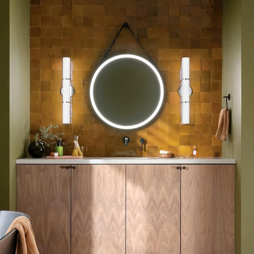 Kichler Rosh 24.25" Bath Bar Medium LED with White Glass in Chrome, Modern Minimalist, for Vanity, Fireplace, Buffet, Hallway, Vanity Mirror, (24.25" W x 5" H), 55188CHLED