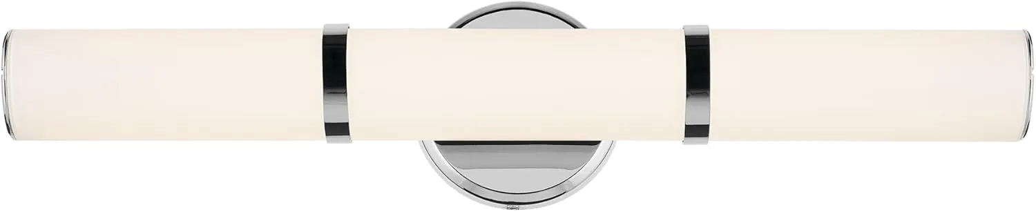 Kichler Rosh 24.25" Bath Bar Medium LED with White Glass in Chrome, Modern Minimalist, for Vanity, Fireplace, Buffet, Hallway, Vanity Mirror, (24.25" W x 5" H), 55188CHLED