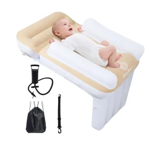 Kids Bed Airplane, Inflatable Toddler Bed for Kids Seat Extender, Toddler Airplane Beds with Sides Pump Belt, Air Mattress Fits Seats, Car (Cream)