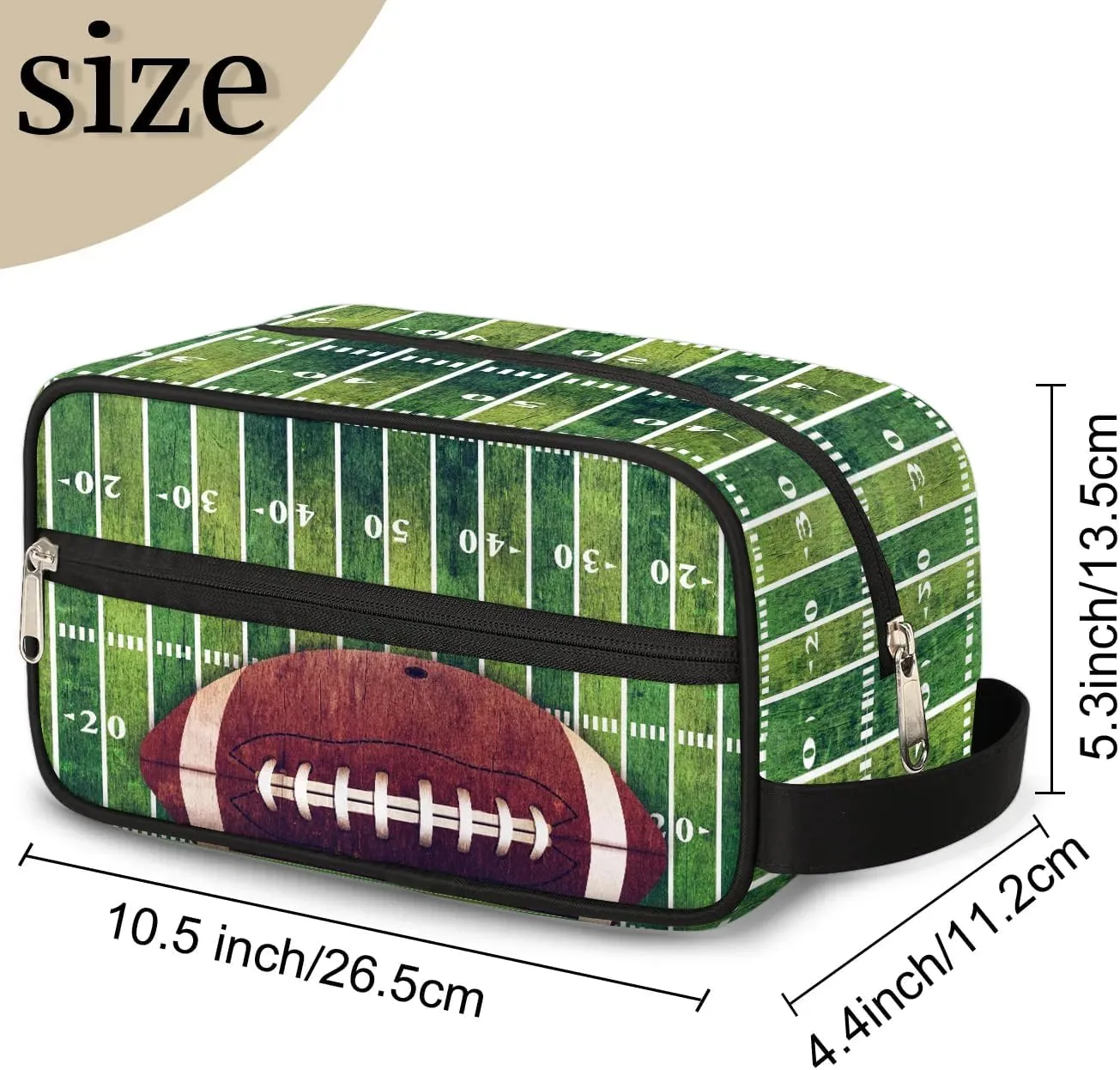 Kids Travel Toiletry Bag for Boys, Waterproof Hanging Dopp Kit Football Sports Wash Bag with Large Capacity for Travel, Sports, Shower