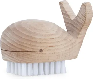 Kikkerland Hand-Crafted Multi-Purpose Beechwood Whale Scrub Brush – Supplies for Manicures and Pedicures, Hand Washing, Vegetable Scrubbing – Nautical Decor, Bathroom Essentials